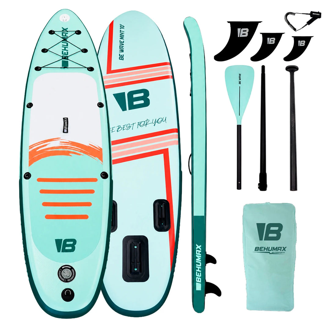BEHUMAX - Tablas paddle surf hinchable Mint 10 -  Sirocco 10 , All Round PVC doble capa Dropstitch ligera 7.5kg con quillas y remo y mochila