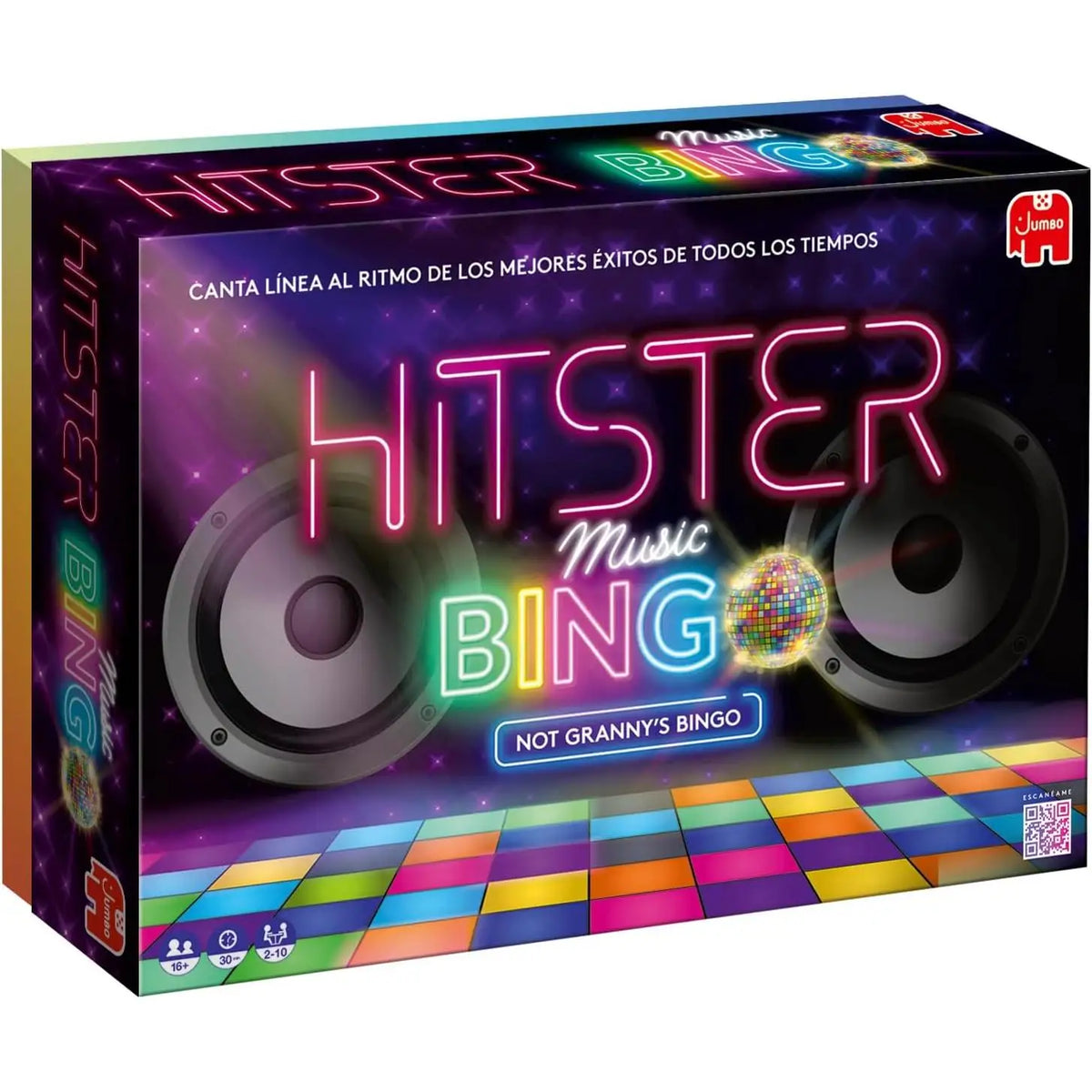 Hitster Bingo by Jumbo is a fun party board game for ages 16+, featuring a reversible board with 2 difficulty levels and 225 songs to guess, perfect for 2-10 players. Enjoy music while playing this engaging Spanish board game