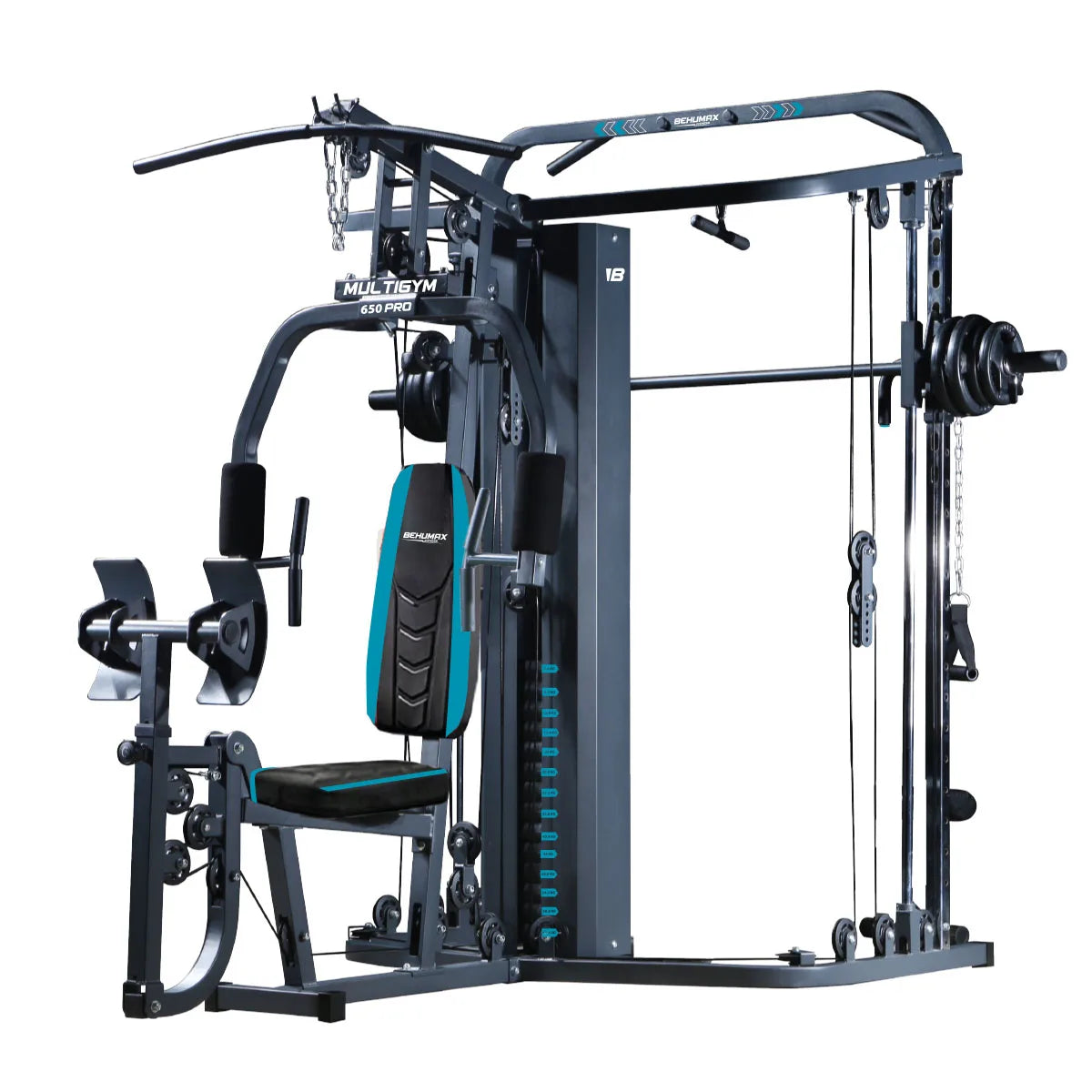 BEHUMAX - Máquina multifunción Multigym 650 PRO estación de musculación con 13 funciones y prensa de piernas para gimnasio en casa