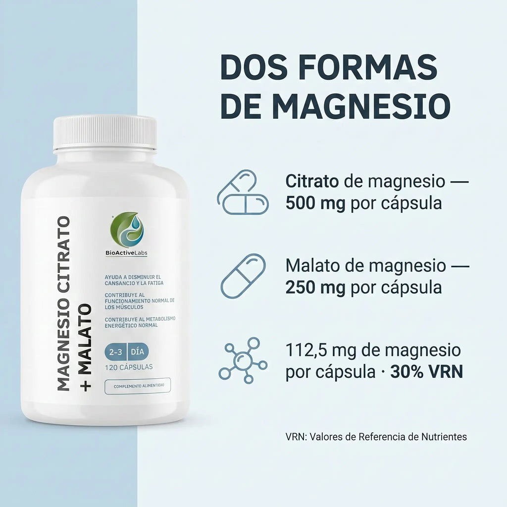 Magnesium citrate + malate 112.5 mg  120 capsules | BioActiveLabs