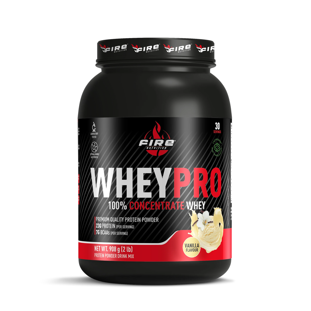 Proteína  Whey Pro Fire Nutrition. Proteína Concentrada de Suero 908 g Sabor Chocokit – 22 g de Proteína y 6,7 g de BCAA por Servicio