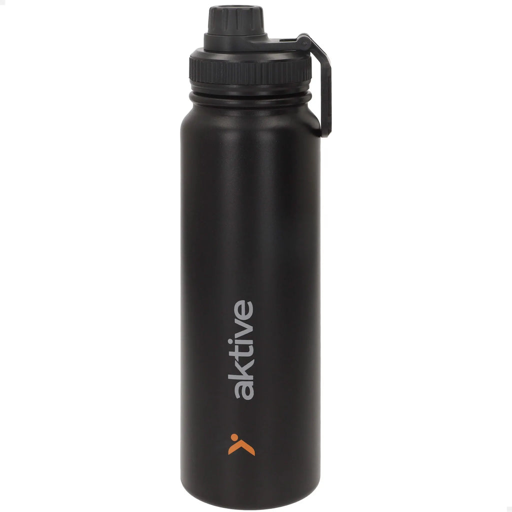 Aktive - Botella térmica, 800 ml, acabado metálico, acero inoxidable 18/8, medidas 8,5x8x28 cm, sistema antigoteo, libre de BPA, botella agua térmica, botellas termo, cantimplora térmica