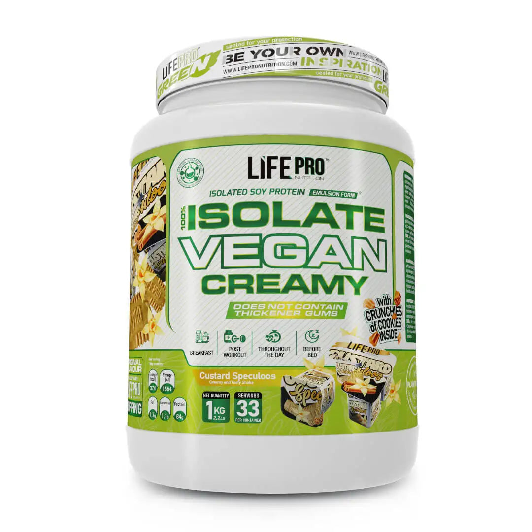 LIFE PRO NUTRITION ISOLATE VEGAN CREAMY 1KG - Aislado de Proteina Vegetal - Dietas Veganas y Vegetarianas - Textura Cremosa