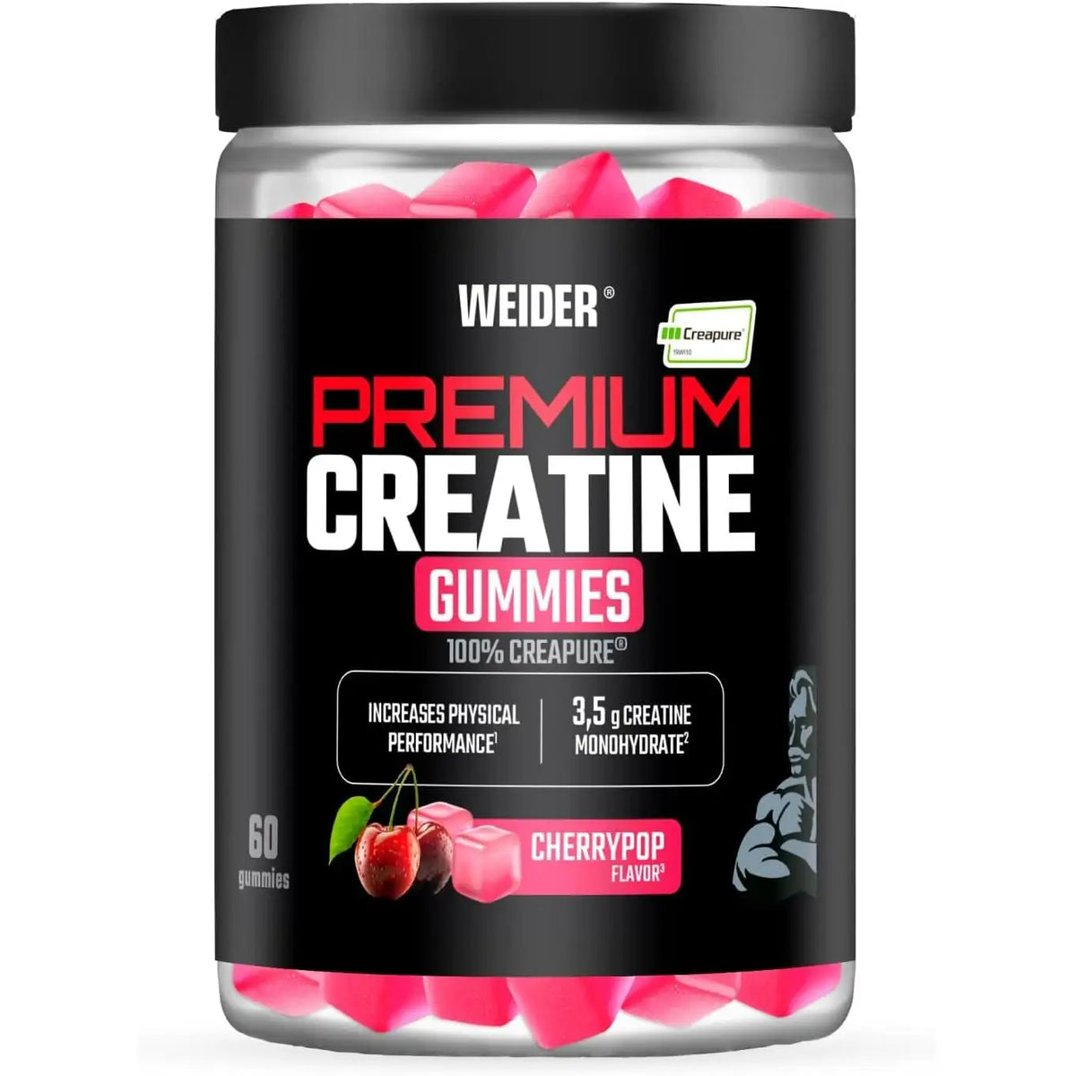 Premium creatine creapure gummies (60 units) cherry flavor - weider |   Creapure quality