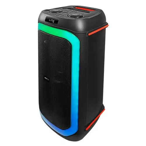Altavoces de karaoke Infiniton PARTYEQ09 de 90W con radio FM y mando a distancia, potente altavoz Bluetooth con luces LED, múltiples entradas de audio y batería de larga duración para fiestas vibrantes y sesiones de karaoke.