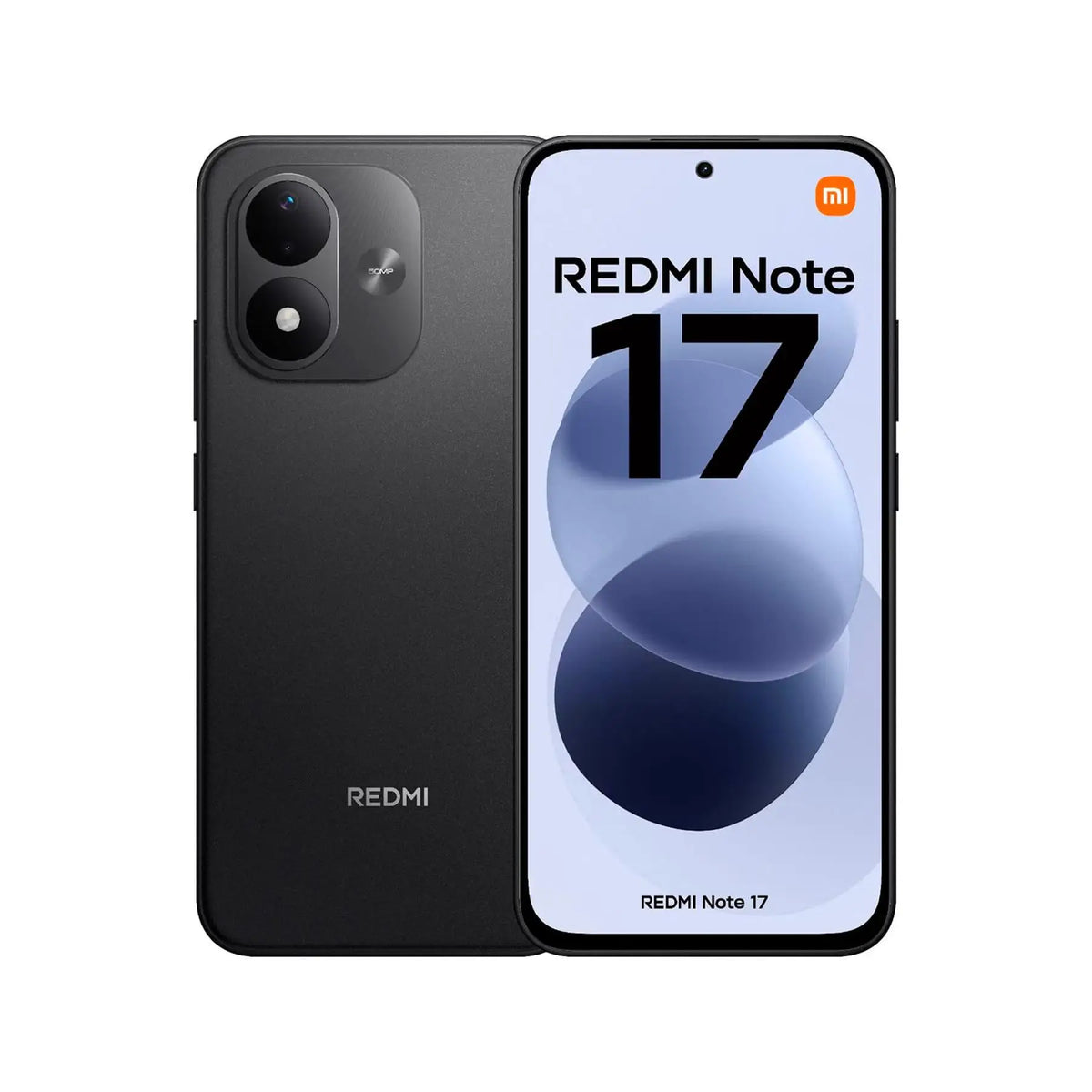 Xiaomi Redmi Note 17 smartphone in black with 6.99" AMOLED 120Hz FHD+ display, 6GB RAM, 256GB storage, 50MP AI camera, 7700mAh battery, and 45W fast charging, perfect for mobile users seeking high performance and dual SIM fun