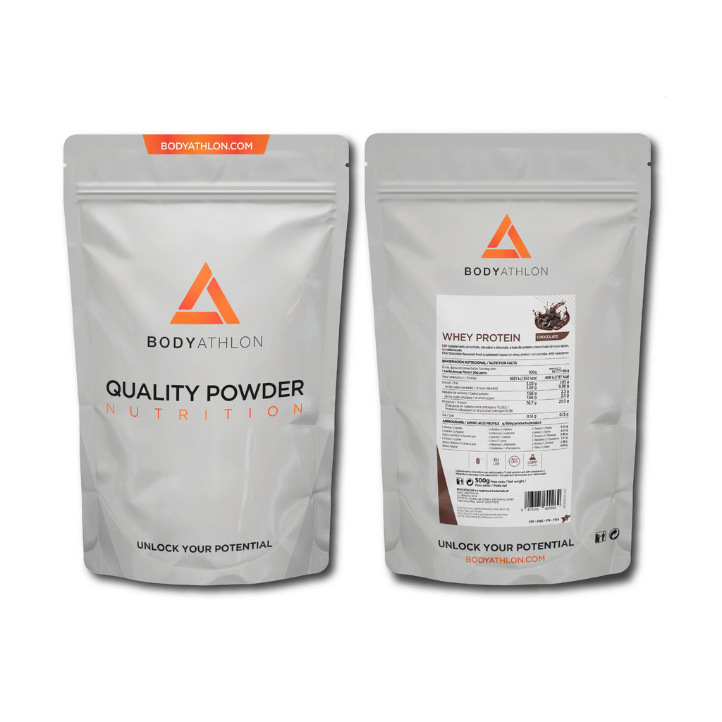 Whey Protein Chocolate– Proteina en Polvo Chocolate- Proteina para Ganar Masa Muscular– Proteina de Suero de Leche- Proteina para Masa Muscular- Sin lecitina de soja- Apta para Vegetarianos- Bodyathlon