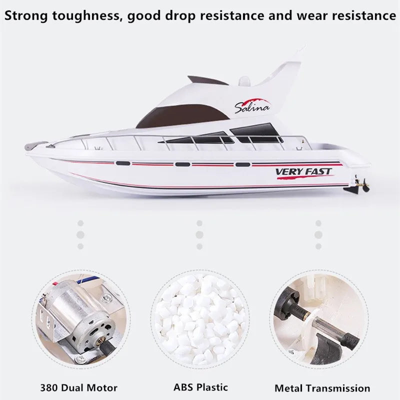 Lancha teledirigida grande de 2.4G y 70 cm, lancha rápida de 30 km/h, resistente al agua, con protección metálica anticolisión, lancha de carreras RC, regalo