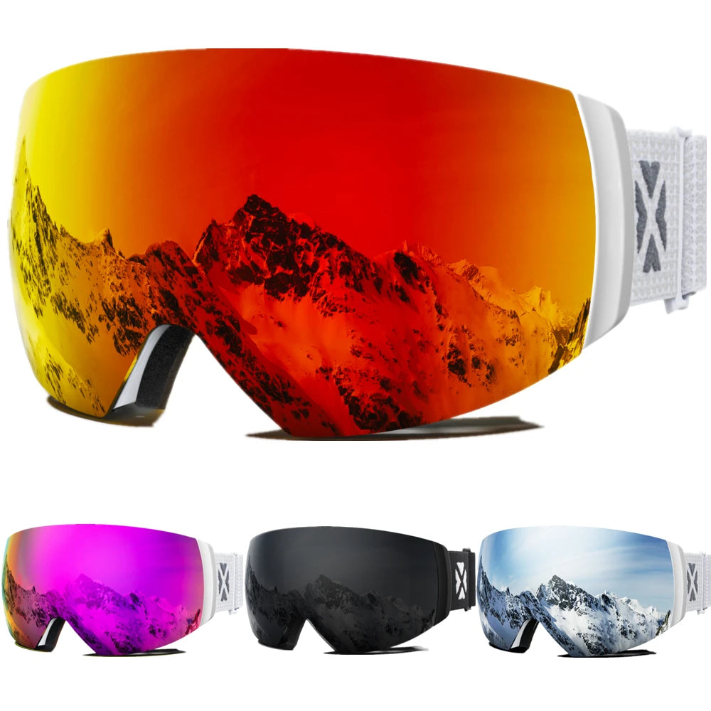 MAXJULI gafas de esquí magnéticas profesionales lentes de doble capa antiniebla UV400 gafas de esquí Snowboard moto de nieve para hombres y mujeres M6