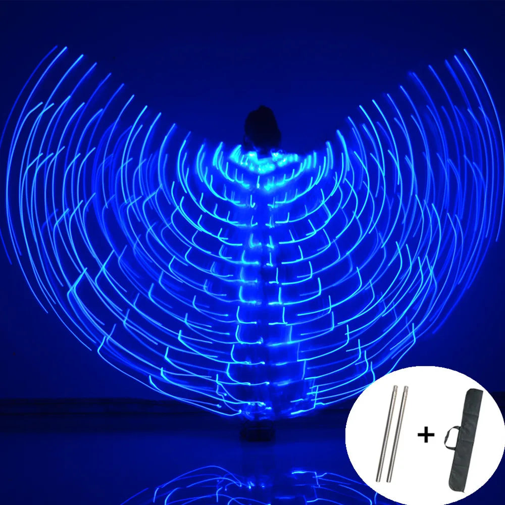 Alas LED para danza del vientre, alas de Isis para Halloween, accesorios, lámpara LED brillante, alas, accesorios para disfraces de danza del vientre, palos para adultos y niños