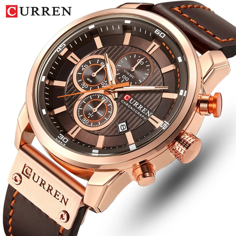 CURREN Marca Reloj Hombre Cuero Deportes Relojes Hombre Ejército Militar Reloj de Pulsera de Cuarzo Cronógrafo Reloj Masculino Relogio Masculino