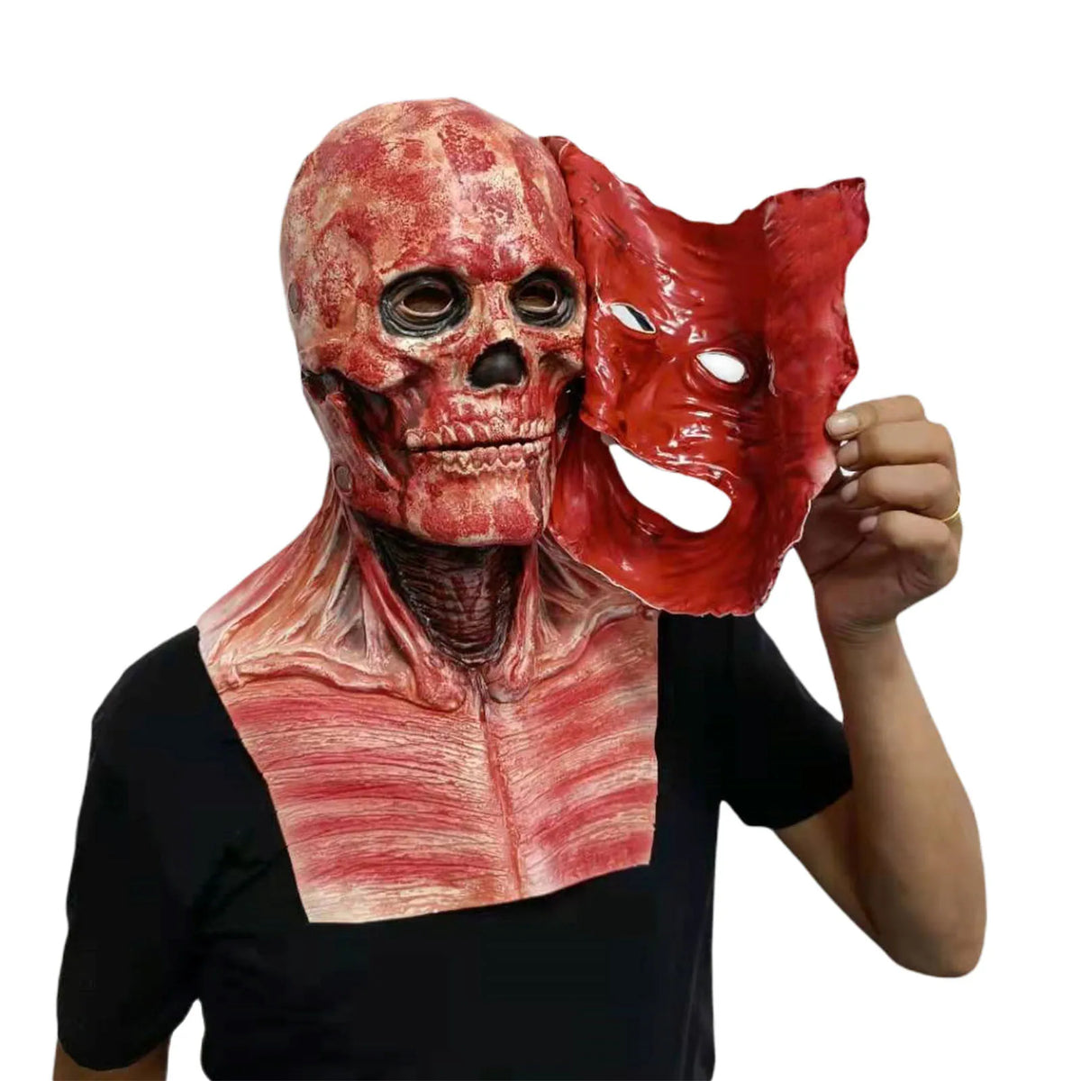 Máscara rasgada de doble capa para Halloween, máscara de látex con calavera de terror sangrienta, máscaras de miedo para fiesta de cosplay, 2021, 2022