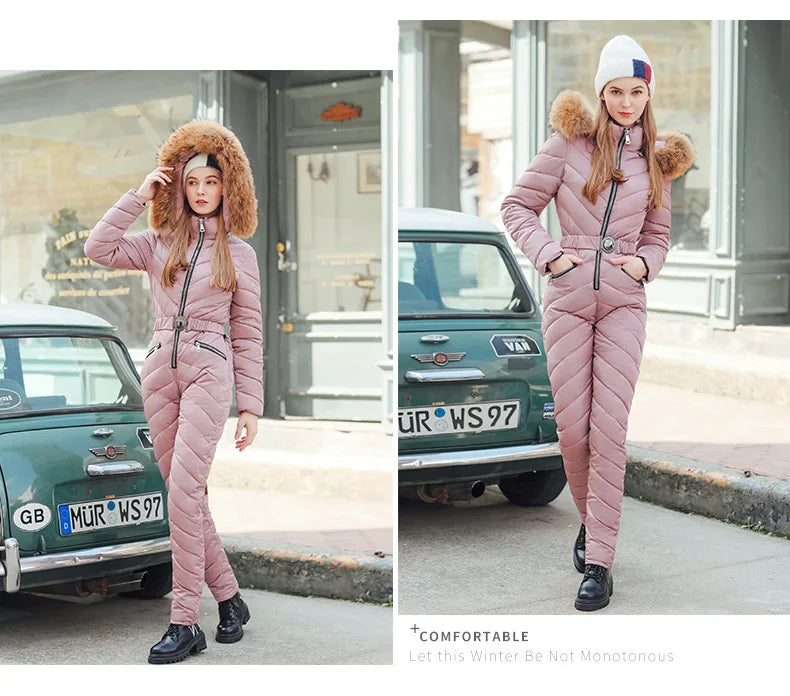 Traje de esquí de una pieza para mujer, Mono de esquí cálido, trajes de snowboard para mujer, trajes de nieve al aire libre, monos de invierno, nueva moda
