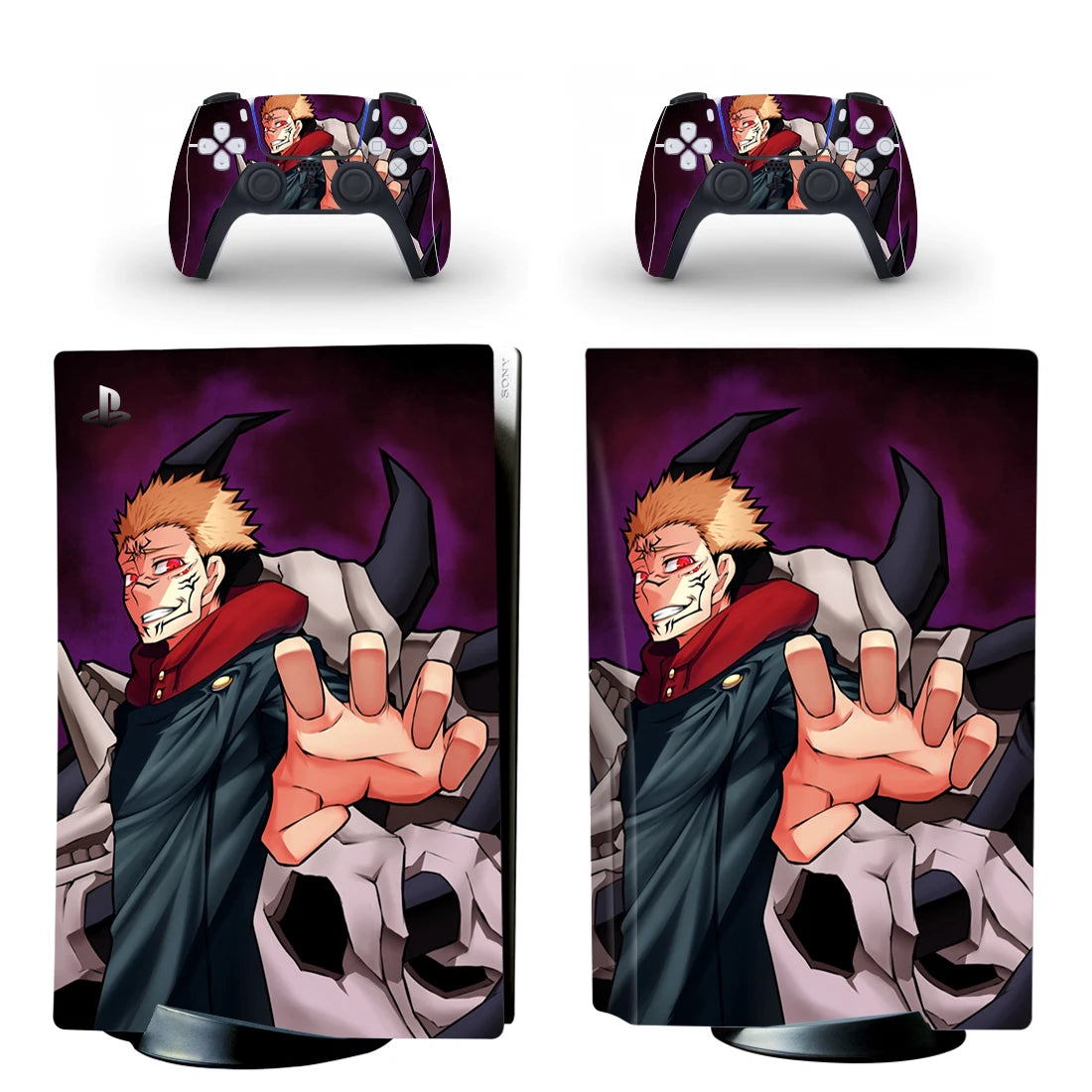 Adhesivo decorativo de Jujutsu Kaisen para consola PS5 (versión disco) y 2 controles, vinilo para PS5
