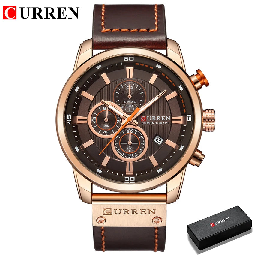 CURREN Marca Reloj Hombre Cuero Deportes Relojes Hombre Ejército Militar Reloj de Pulsera de Cuarzo Cronógrafo Reloj Masculino Relogio Masculino
