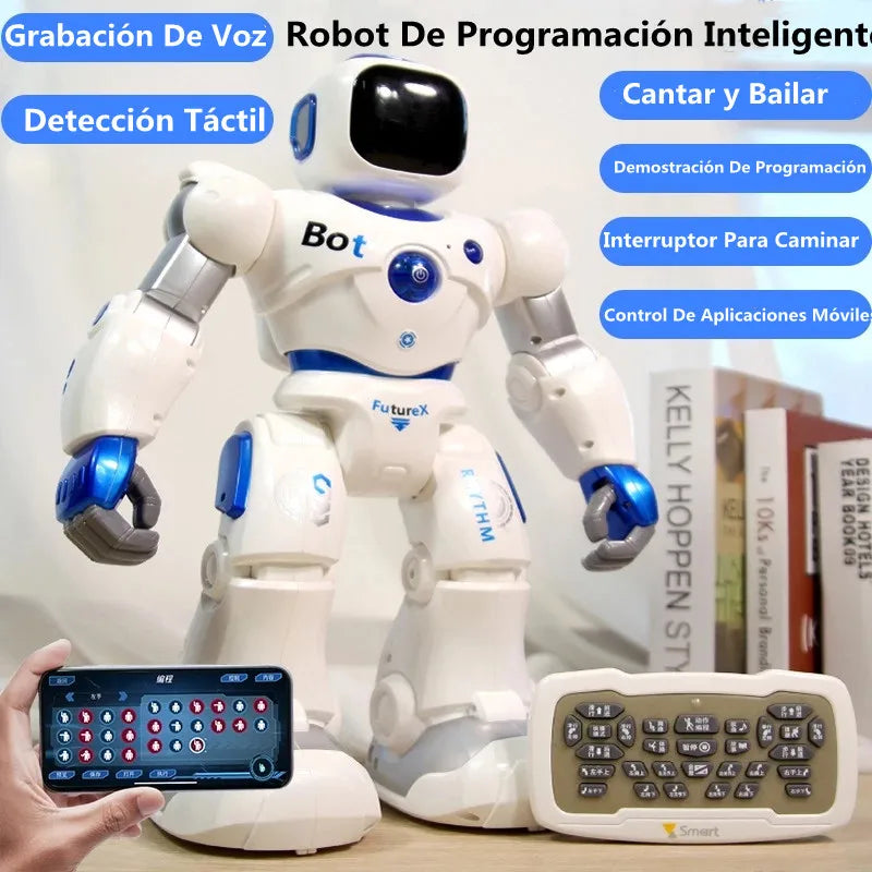 Control por APP, modo dual de 2,4 GHz, demostración de programación, robot RC, interruptor de caminar/deslizar, detección táctil, grabación de voz, canto, baile, juguetes RC educativos