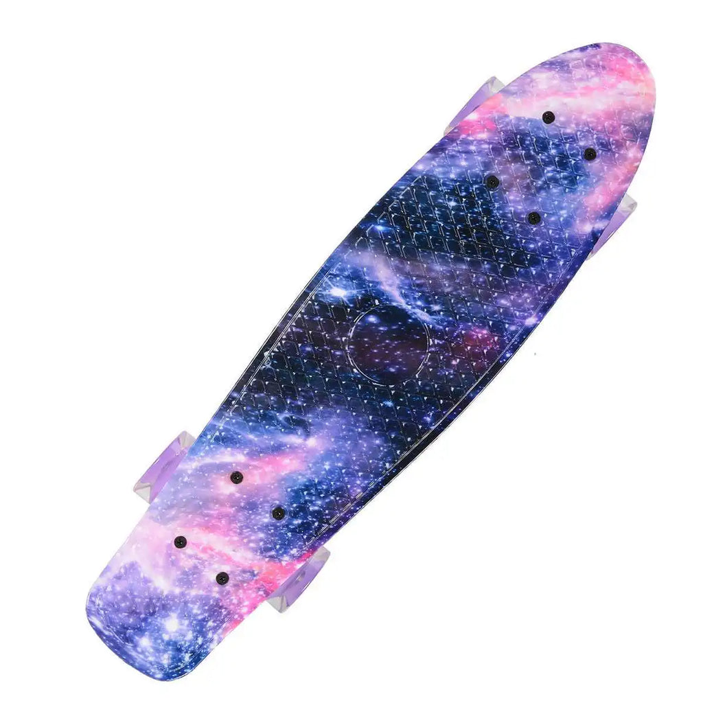 Monopatín de 22 pulgadas, tablero de crucero, 22 "X 6", Retro, Longboard, Skate, gráfico de galaxia, luz Led completa, regalo de Navidad para niño y niña