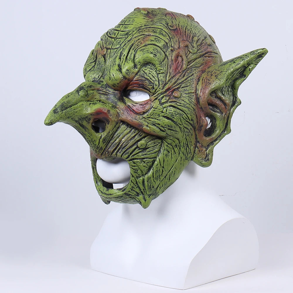 Máscara de Goblin para disfraz de Halloween, máscara facial de Gnomo Greepy, goblinoide de látex, utilería para casco de Carnaval