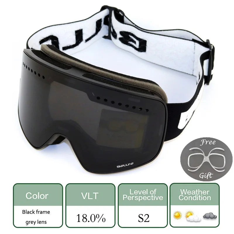 Gafas de esquí para esquiar, gafas magnéticas de doble lente para montañismo, gafas de esquí antiniebla UV400, máscara para moto de nieve para hombres y mujeres