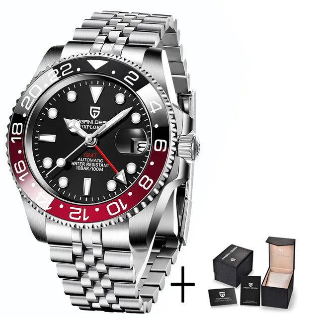 PAGANI DESIGN Reloj automático para hombre, cristal de zafiro, 40 mm, cerámica, GMT, reloj de pulsera mecánico, marca de lujo, deportivo, impermeable
