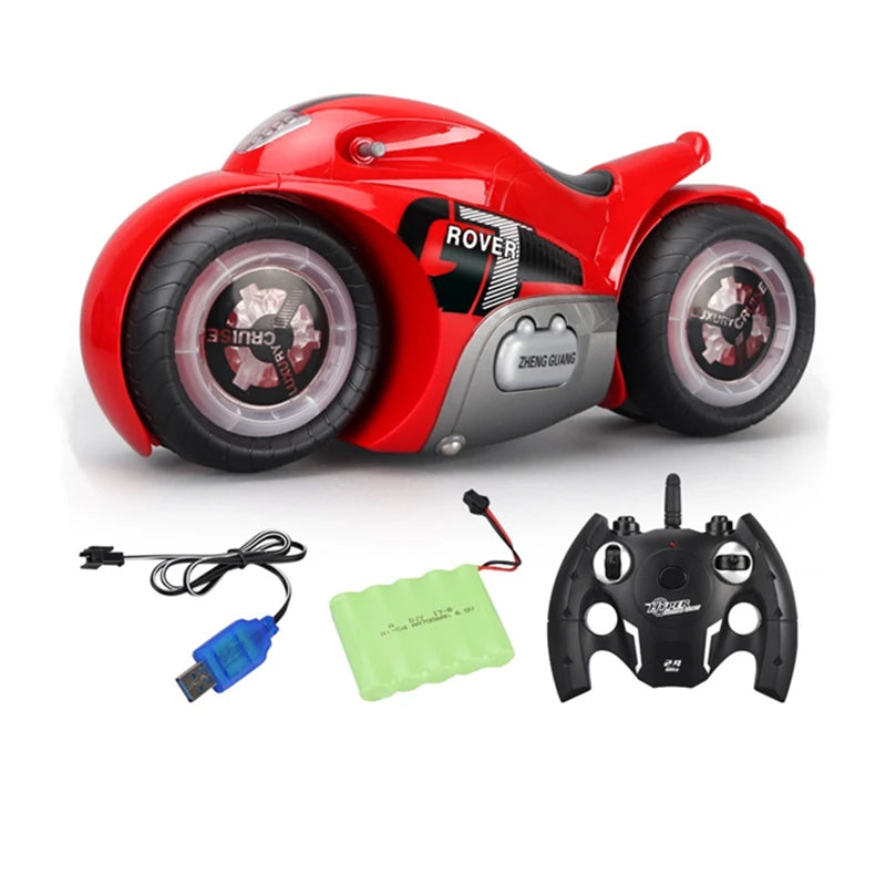 1:8 Big Size Remote Control Stunt Driving Motorcycle 90°Rotation Rear Wheel Colorful Light Anti-collision Electric RC Motorcycle