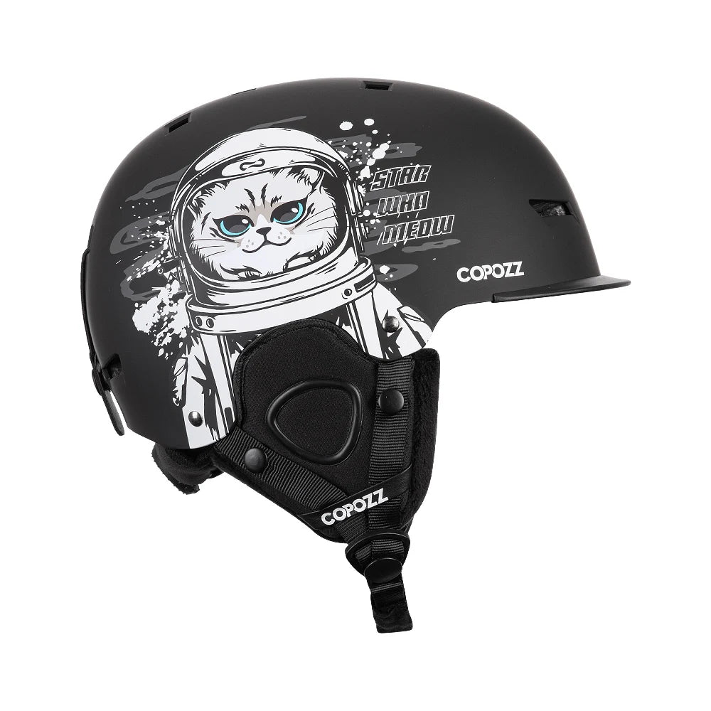 COPOZZ Nuevo Casco de Esquí con Dibujos Animados, Semi-cubierto, Anti-impactos, Casco de Seguridad para Ciclismo, Esquí, Snowboard, Deportes, para Adultos y Niños