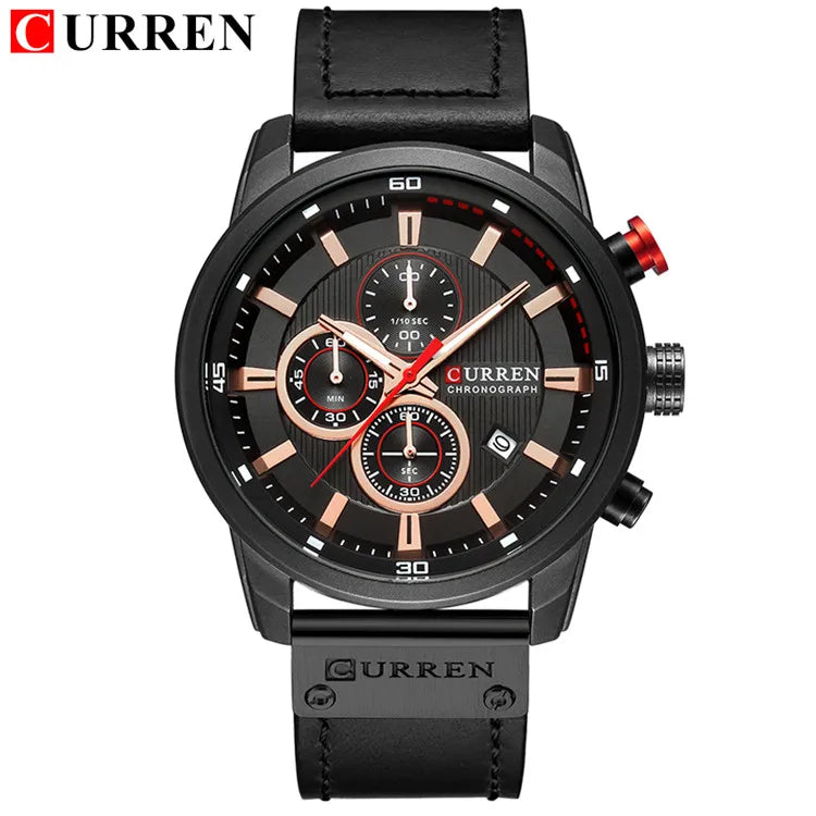 CURREN Marca Reloj Hombre Cuero Deportes Relojes Hombre Ejército Militar Reloj de Pulsera de Cuarzo Cronógrafo Reloj Masculino Relogio Masculino