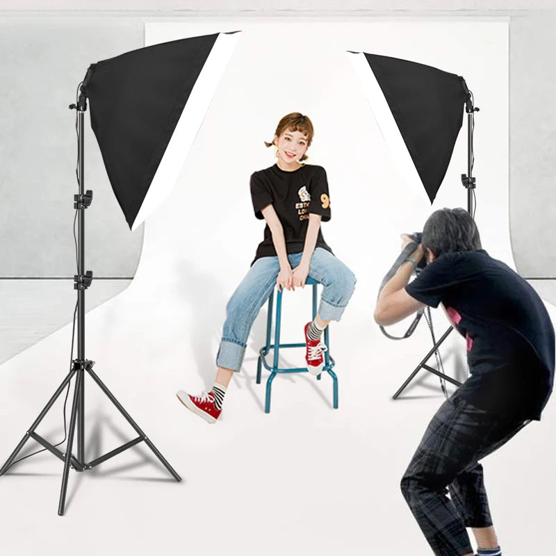 SH fotografía cuatro portalámparas Softbox 50x70CM Kit de iluminación de estudio fotográfico Softbox Kits Soft Box equipo fotográfico Base E27