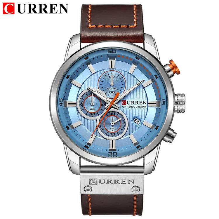 CURREN Marca Reloj Hombre Cuero Deportes Relojes Hombre Ejército Militar Reloj de Pulsera de Cuarzo Cronógrafo Reloj Masculino Relogio Masculino