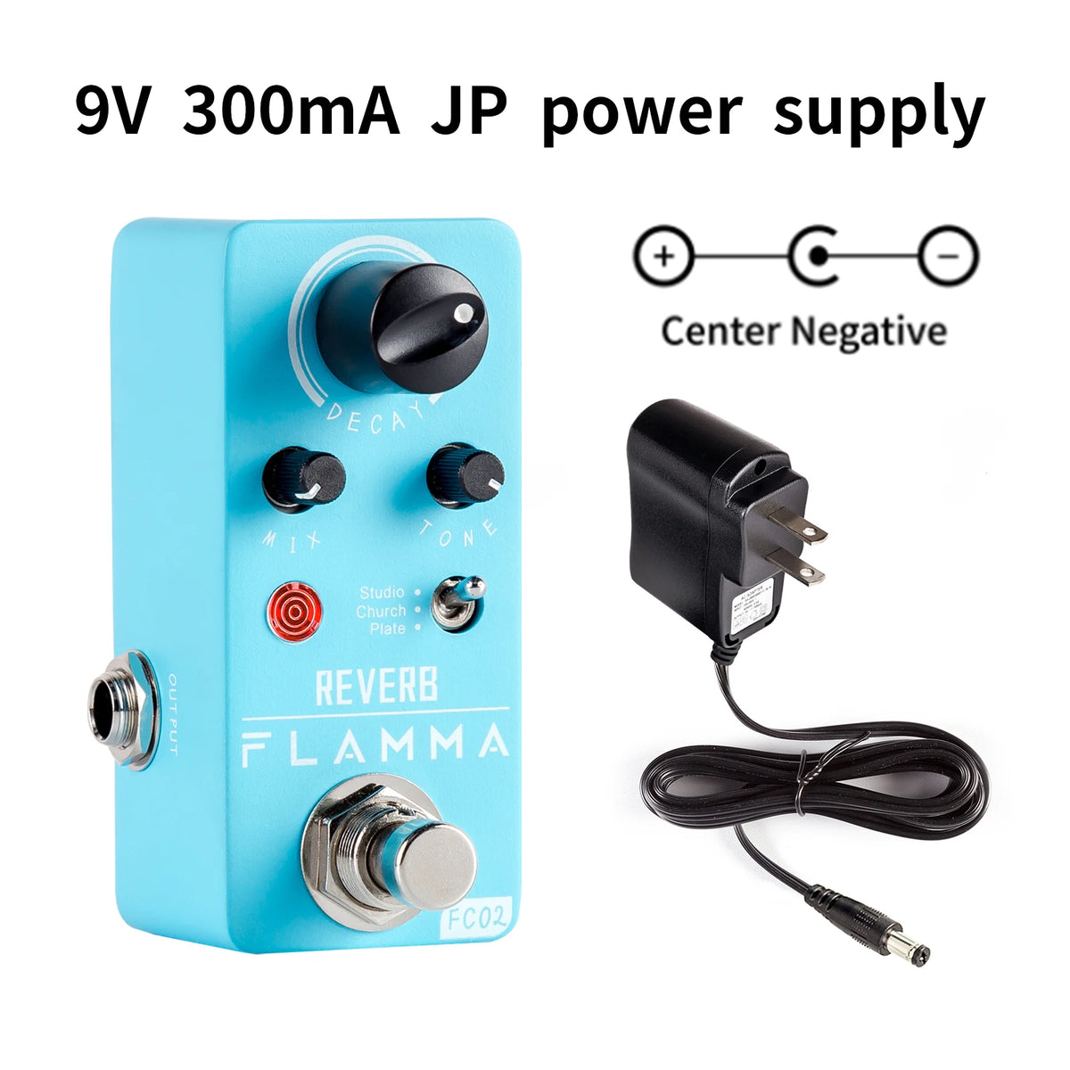 FLAMMA-Pedal de guitarra eléctrica FC02, Pedal de efectos de reverberación con placa de iglesia de estudio, True Bypass con fuente de alimentación