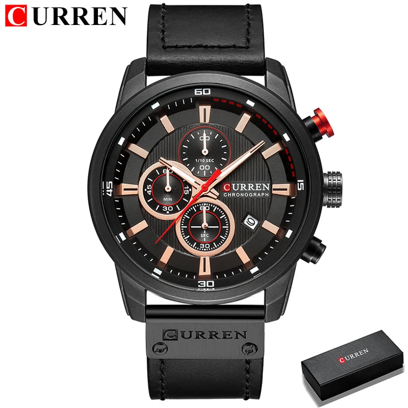CURREN Marca Reloj Hombre Cuero Deportes Relojes Hombre Ejército Militar Reloj de Pulsera de Cuarzo Cronógrafo Reloj Masculino Relogio Masculino
