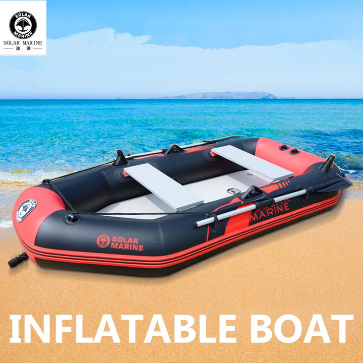 Solarmarine B230-3 Barco de pesca inflable de PVC, kayak de carreras, canoa con accesorios gratuitos para deportes acuáticos al aire libre, 3 personas