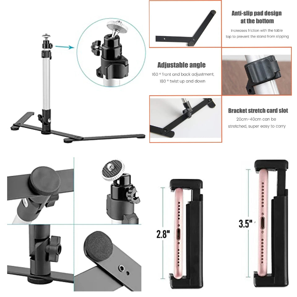 Vídeo Youtube anillo de luz de relleno lámpara Live COOK 26CM fotografía iluminación teléfono Ringlight trípode soporte foto Led Selfie remoto