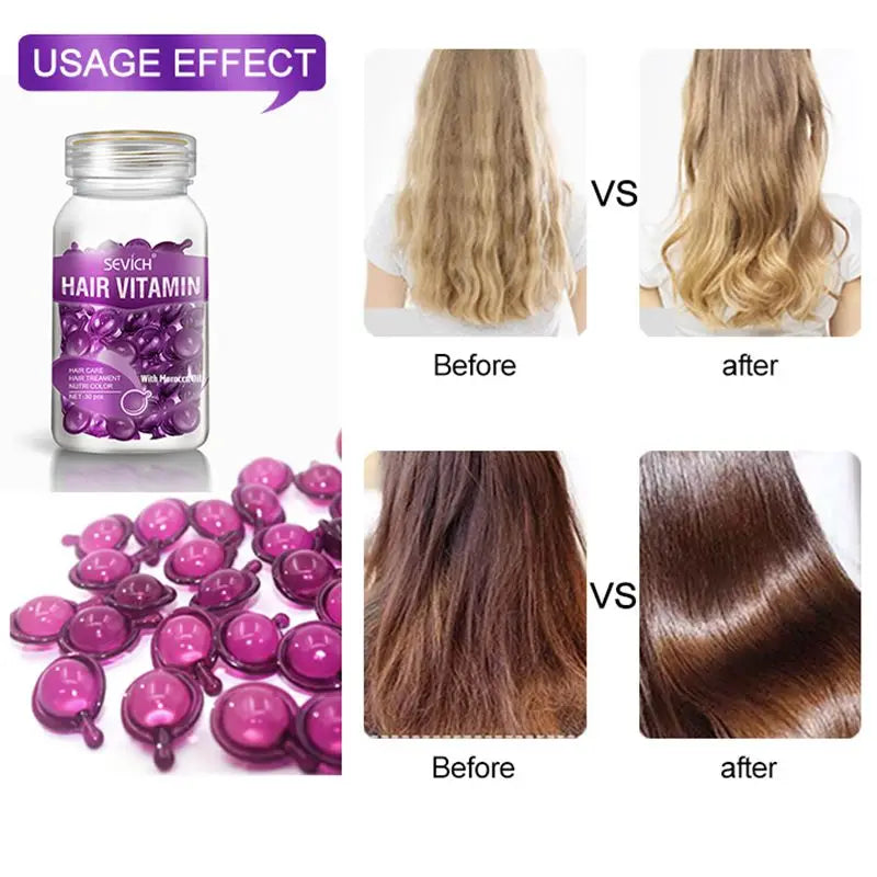 Sevich Mix-cápsula de vitamina para el cabello, aceite para tratamiento del cabello, reparación de cabello liso dañado, suero nutritivo, aceite complejo de queratina