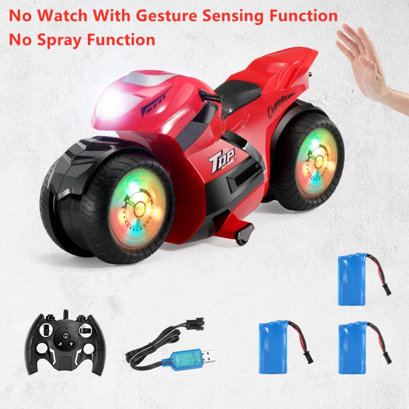 50CM Big Size Gesture Sensing Watch Control RC Stunt Motorcycle Deformation Colorful Marquee In Place Rotation Electric RC Toy