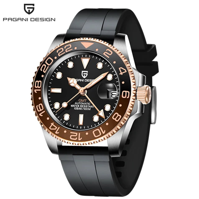 Reloj mecánico automático para hombre PAGANI DESIGN, cristal de zafiro, 40 mm, bisel cerámico, GMT, reloj de pulsera deportivo de marca superior, resistente al agua