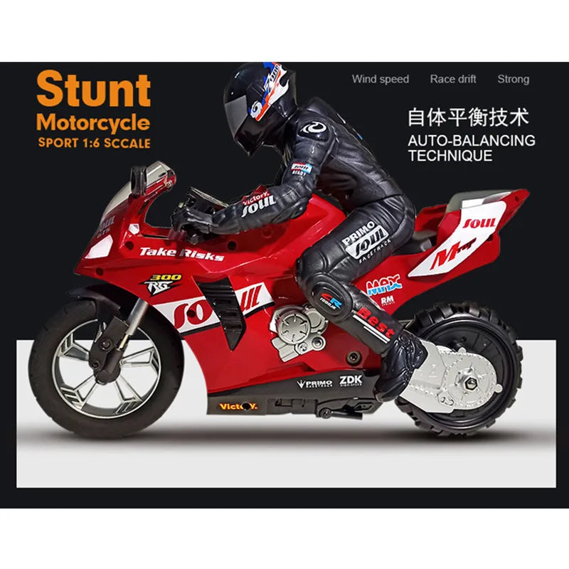 Motocicleta de acrobacias RC con rotación 3D, giros, control remoto 2.4G, moto de acrobacias, coche de carreras de alta velocidad, derrape, a prueba de golpes, juguete de autoequilibrio