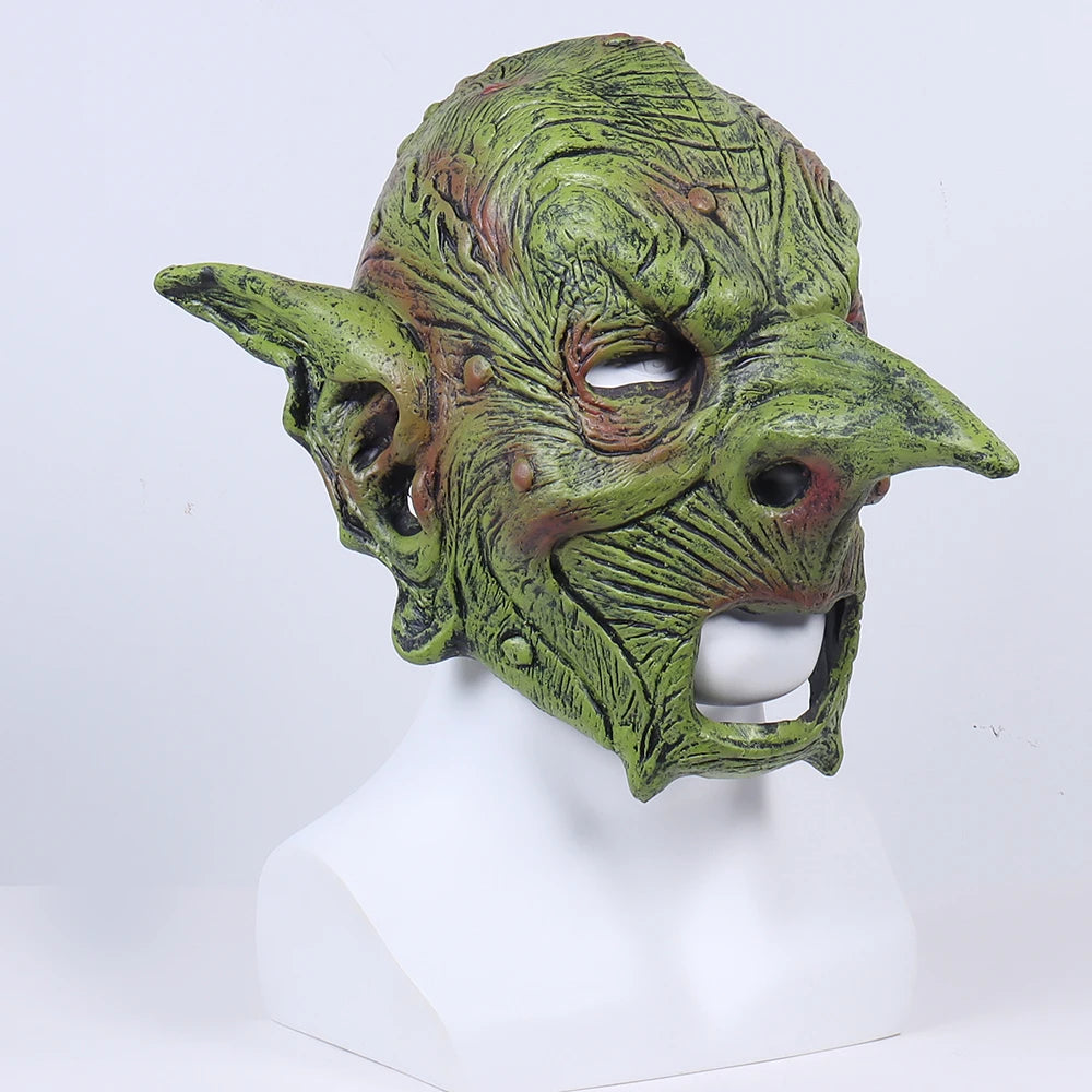 Máscara de Goblin para disfraz de Halloween, máscara facial de Gnomo Greepy, goblinoide de látex, utilería para casco de Carnaval