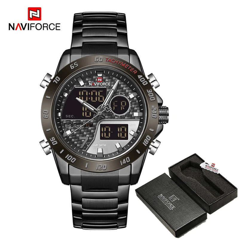 Reloj digital deportivo militar para hombre NAVIFORCE, reloj de pulsera de cuarzo para niño con luz LED, reloj impermeable para hombre Relogio Masculino