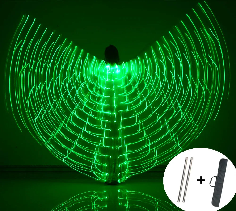 Alas LED para danza del vientre, alas de Isis para Halloween, accesorios, lámpara LED brillante, alas, accesorios para disfraces de danza del vientre, palos para adultos y niños