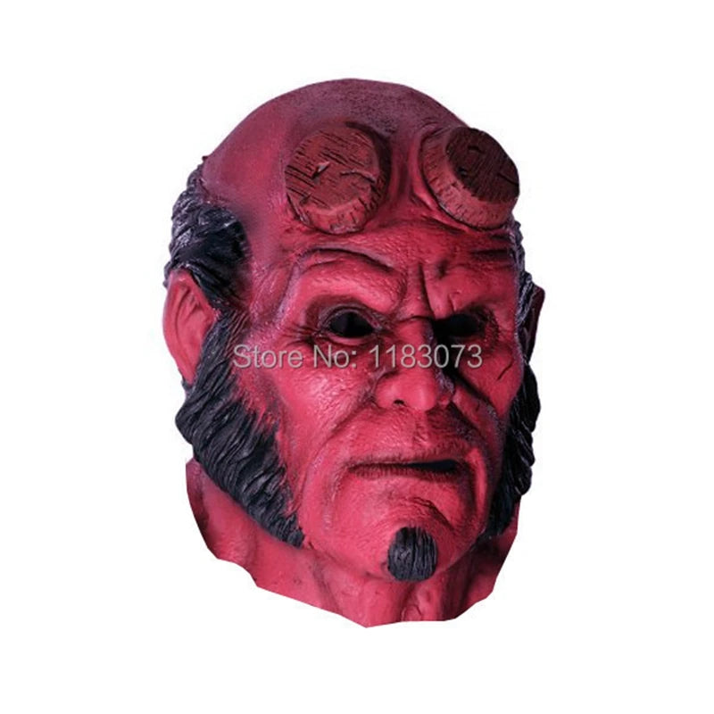 Máscara de látex de Hellboy, personaje de películas de terror, para paintball, airsoft, máscaras de pistola, para adultos, máscara completa para Halloween, carnaval, baile de máscaras.