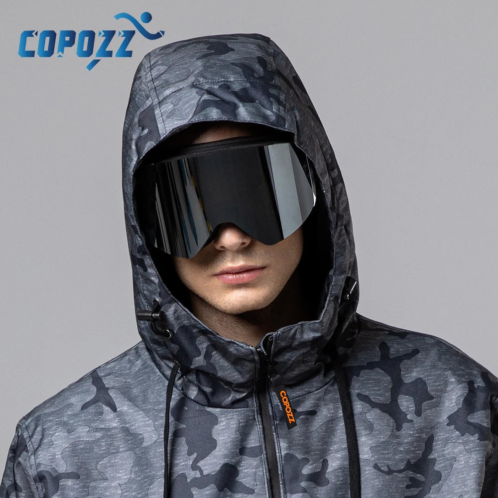 COPOZZ-gafas de esquí profesionales para invierno, gafas magnéticas de cambio rápido de doble capa antiniebla para Snowboard, equipo de esquí para hombres y mujeres