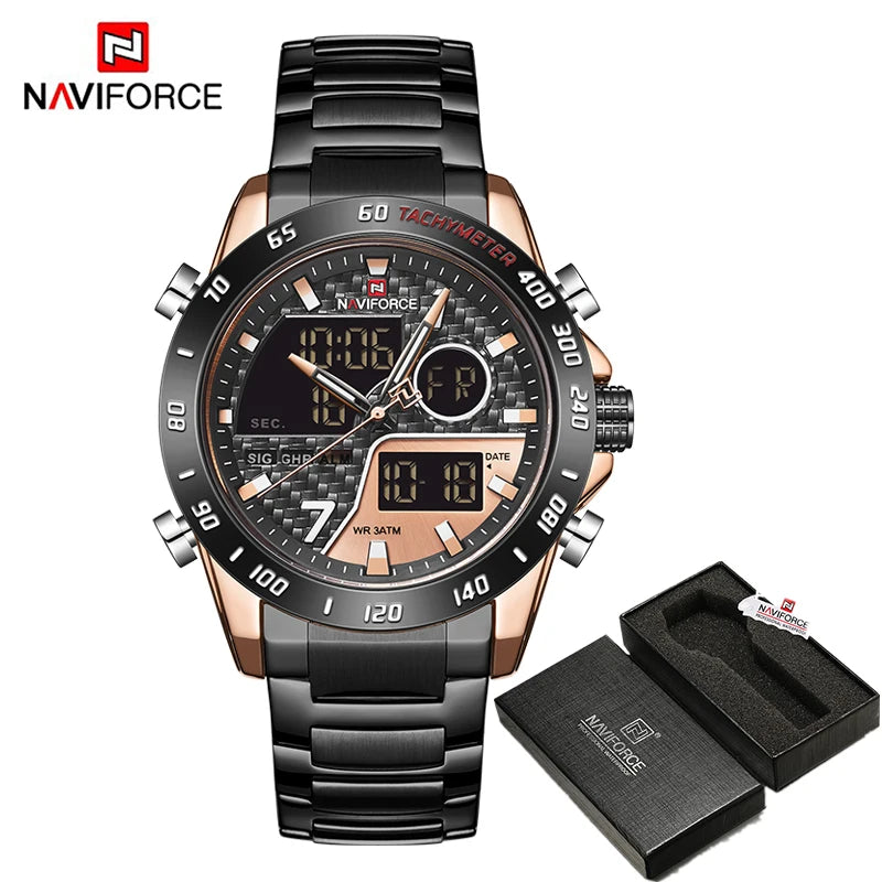 Reloj digital deportivo militar para hombre NAVIFORCE, reloj de pulsera de cuarzo para niño con luz LED, reloj impermeable para hombre Relogio Masculino