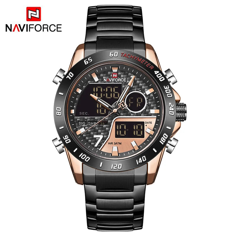 Reloj digital deportivo militar para hombre NAVIFORCE, reloj de pulsera de cuarzo para niño con luz LED, reloj impermeable para hombre Relogio Masculino