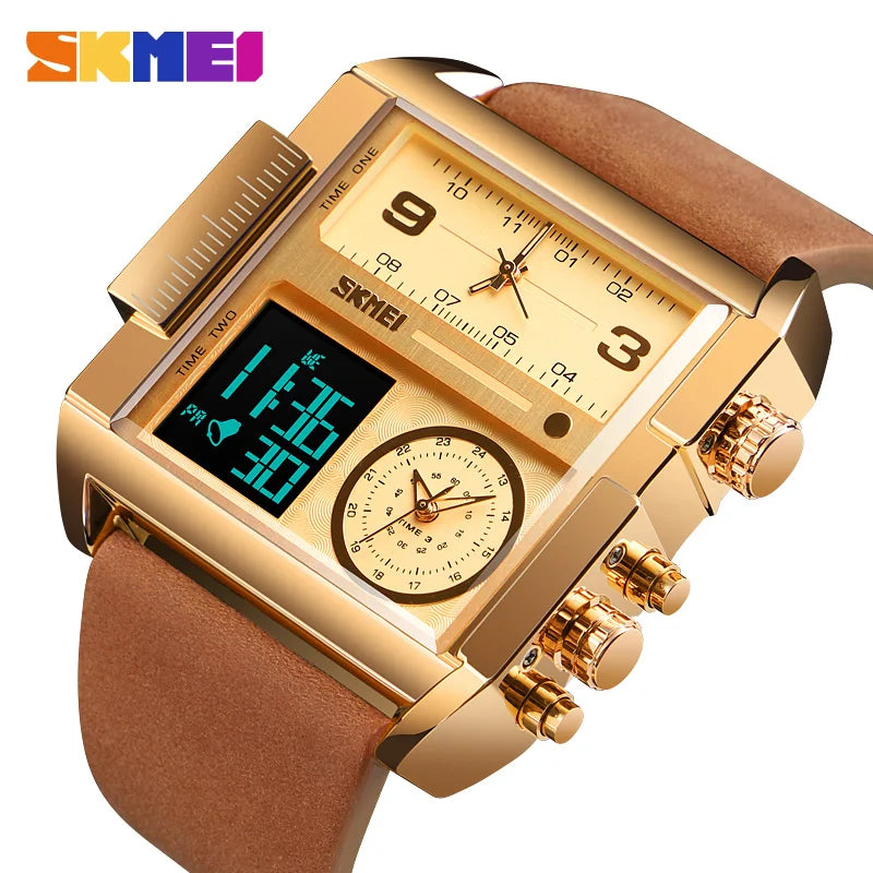 Reloj deportivo para hombre SKMEI con 3 zonas horarias, marca de lujo, reloj digital militar, reloj de cuarzo para hombre, reloj 1391