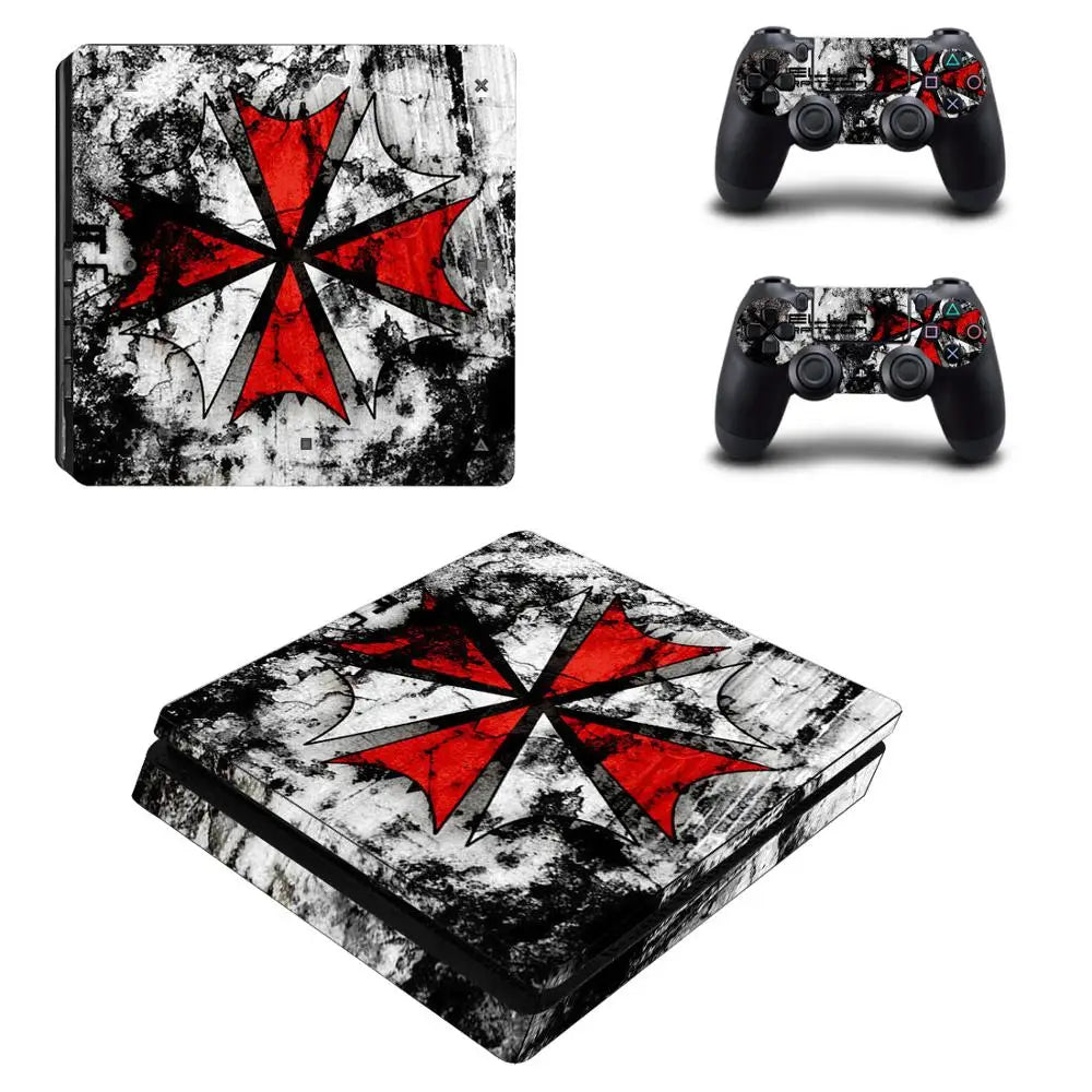 Adhesivo decorativo de Biohazard Umbrella para consola PS4 Slim y mando