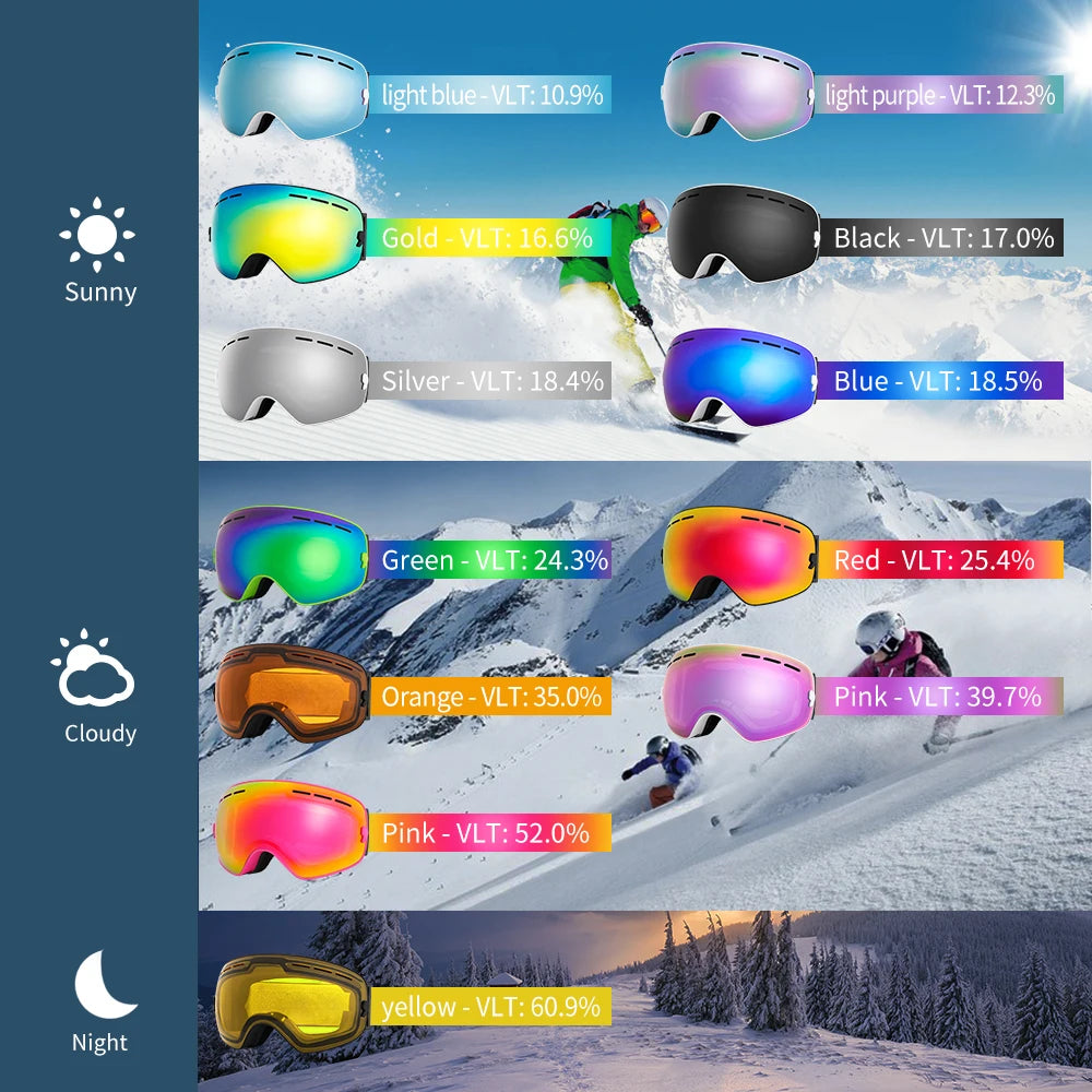 Marca COPOZZ, gafas de esquí para hombres y mujeres, gafas de Snowboard, gafas para esquiar, protección UV400, gafas de esquí para nieve, máscara de esquí antiniebla