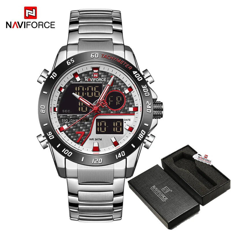 Reloj digital deportivo militar para hombre NAVIFORCE, reloj de pulsera de cuarzo para niño con luz LED, reloj impermeable para hombre Relogio Masculino