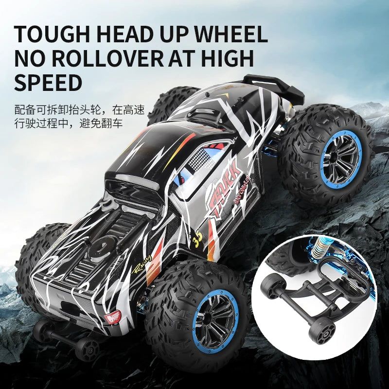 Coche de Carreras RC sin Escobillas de 80 KM/H, Aleación de Metal, Alcance de 200 M, Buggy de Carreras Todoterreno, Camión RC con Amortiguación, Vehículo RC