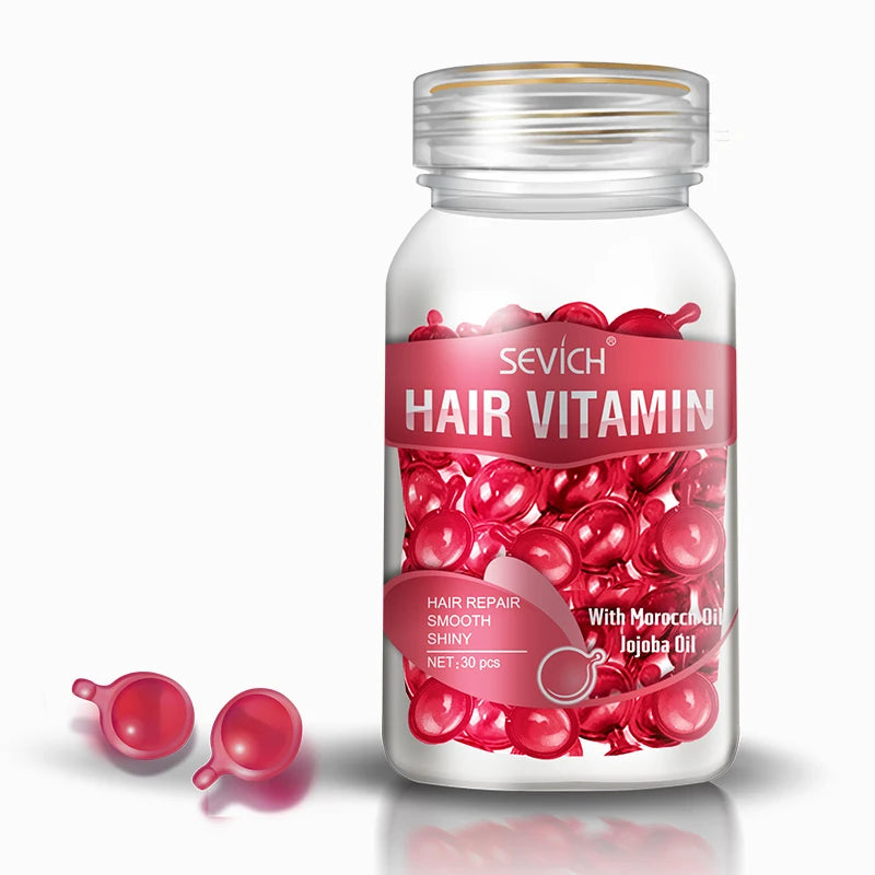 Sevich-cápsula de vitamina para cabello suave y sedoso, aceite complejo de queratina, reparación del cuidado del cabello, suero para el cabello dañado, aceite para el cabello marroquí antipérdida